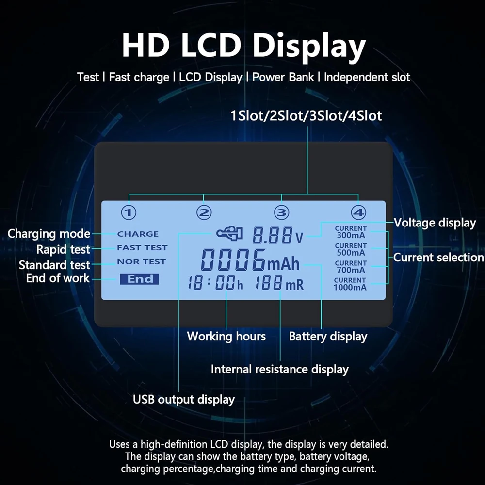 Liitokala Advanced NiMH Battery Charger with LCD Display