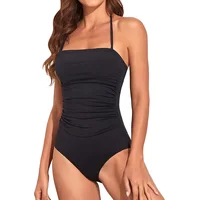 Sexy Black Bikini 2025 Women Swimsuit Female Swimwear Halter Tummy Control Brazilian Beachwear Monokini Bathing Suit Biquini