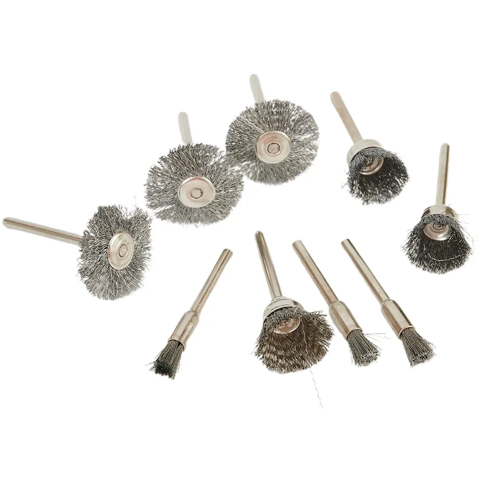 

9Pcs Steel Wire Wheels Brushes Drill Rotary Tools Metal Rust Removal Cleaning Polishing Brush Set Derusting Grinding Hand Tools