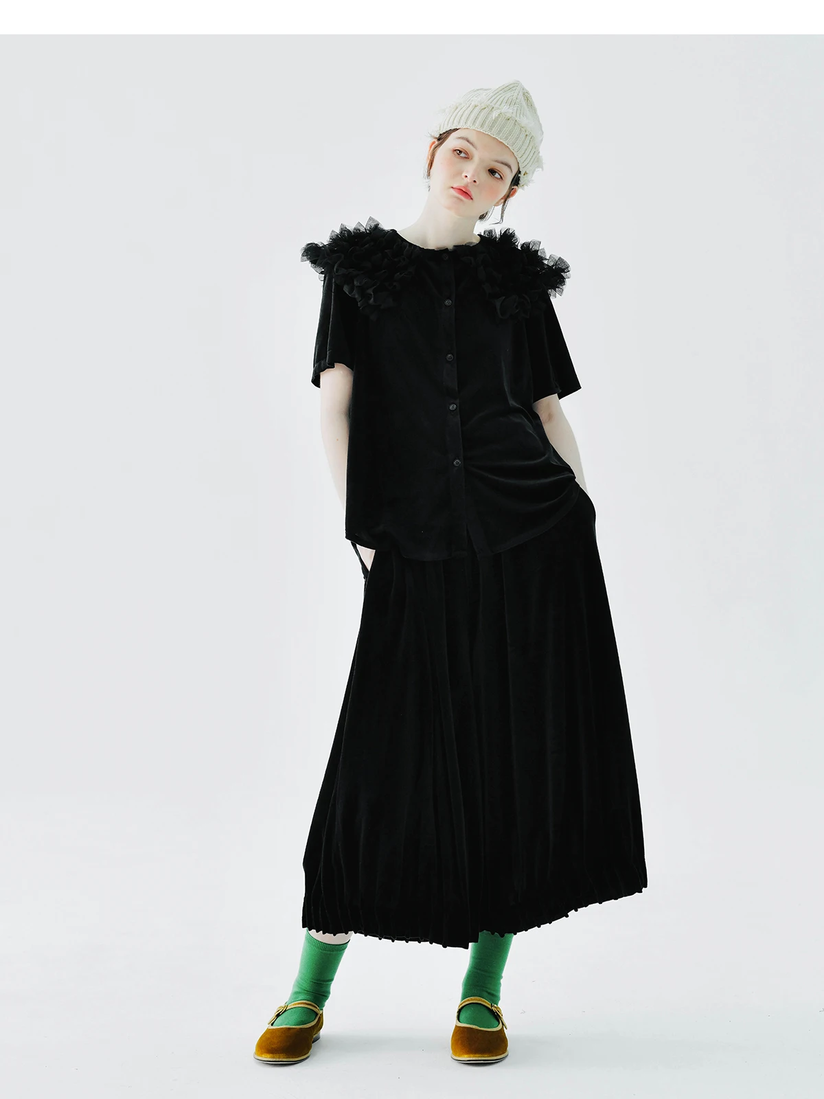 Totokaelo Velvet Patchwork Shirt