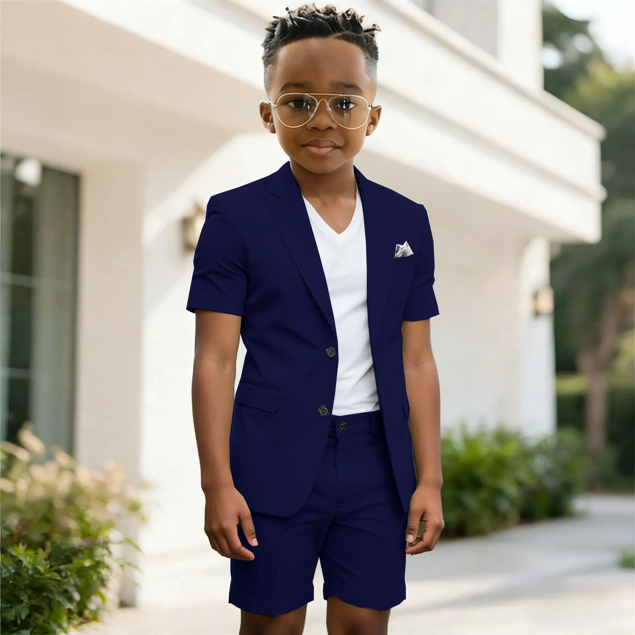 Summer Sky Blue Boy's Suit Set Homecoming Party Kids Jackets Slim Fit Blazer Pants 2 Pieces Beach Wedding Party Children Tuxedos 3