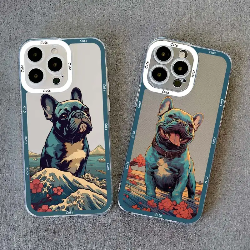 Dog Sea Wave Clear Transparent Phone Case Cover