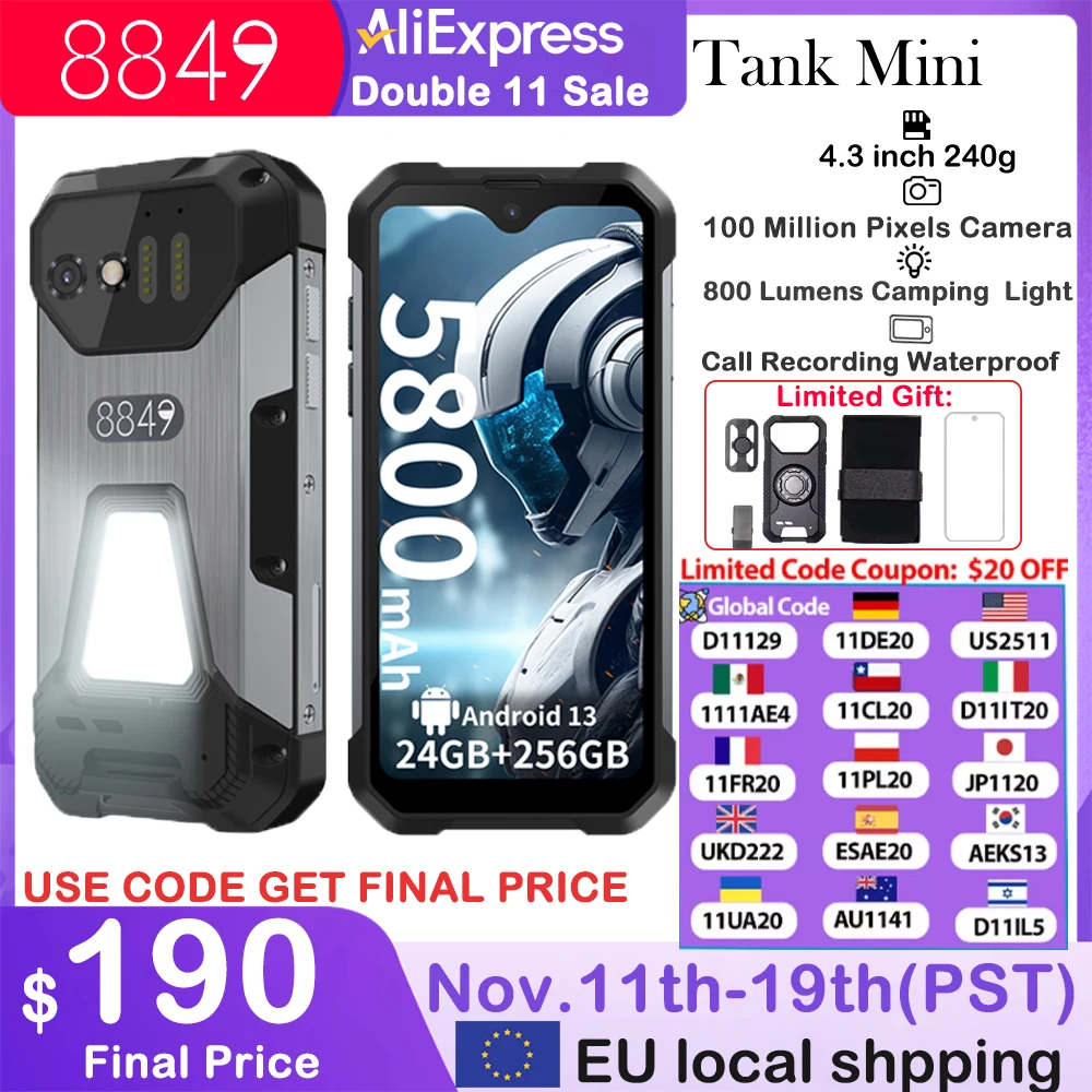 8849 タンクミニ頑丈なスマートフォン 16/24 ギガバイト 256