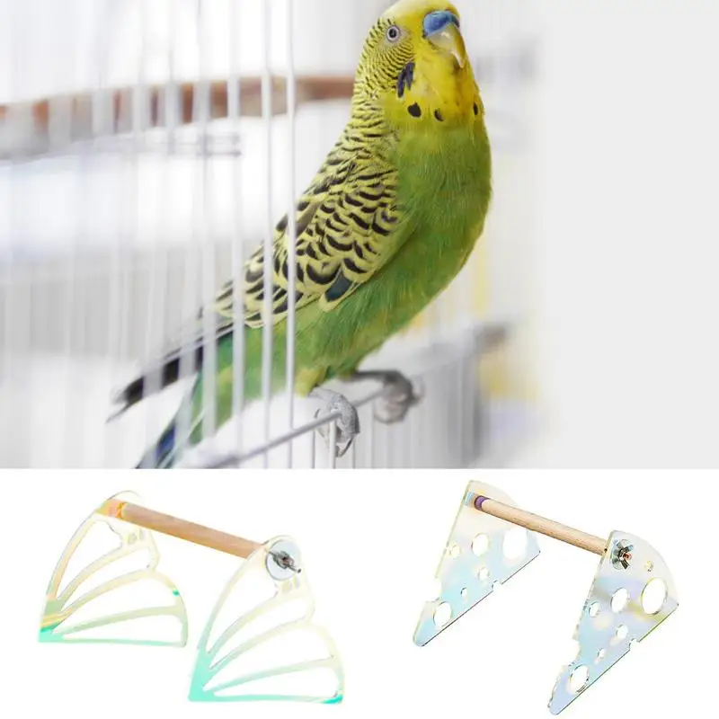 

Bird Perch Stand 1pc Portable Stand Rack Made Of 2D Acrylic Brackets Wooden Pole Sturdy Bird Perch Stand For Birds Cages