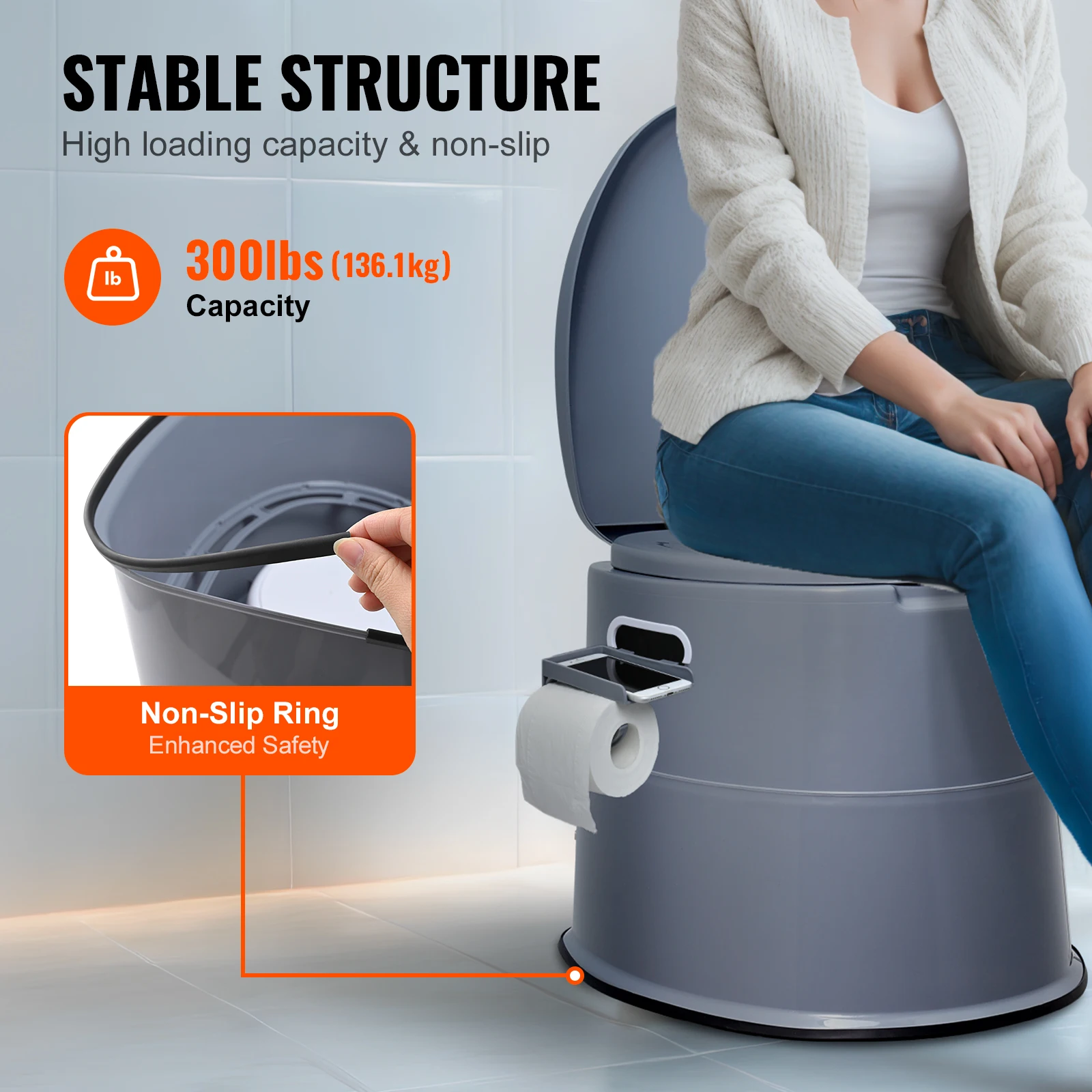 VEVOR Portable Toilet for Camping Porta Potty with 1.3G Detachable Inner Bucket Travel Toilet for Outdoor Camping Long Road Trip 5
