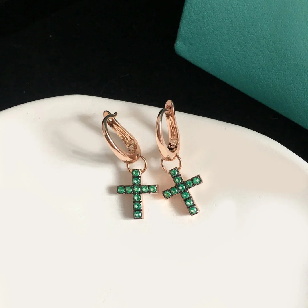 2022 Hot Trend Brand Five Color Cross Color Diamond Earrings Ear Studs Everyday Wear Versatile Jewelry Atmosphere