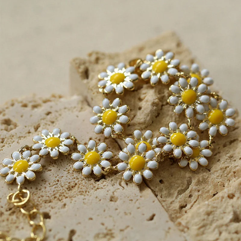 Flower Daisy Clavicle Chain Necklace Women Choker Statement Wedding Bridal Pendant Jewelry Korean Girls Gift Neck Accessories