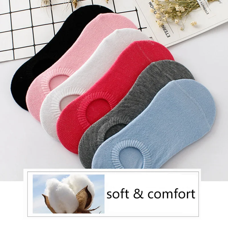 toe socks for women 5 Pairs Women's Non-slip Invisible Socks Summer Solid Color Ankle Boat Socks Female Soft Cotton Slipper Socks EUR 35-39 Hosiery bed socks for women