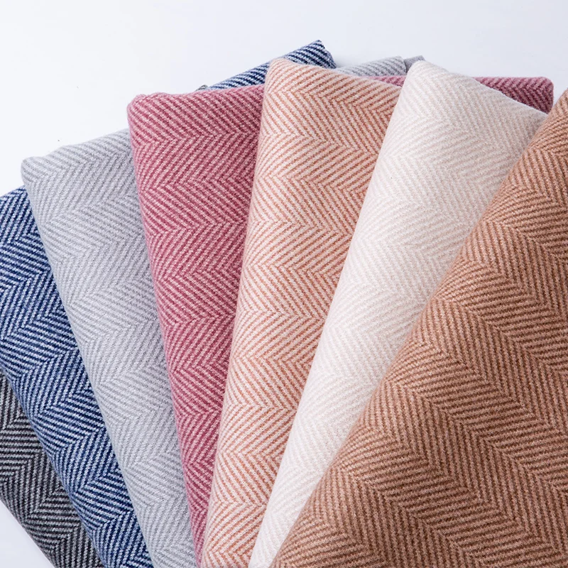 Thickening Classic Brushed Herringbone Woolen Cloth Fabric Autumn Winter Warm Overcoat Skirts Pants DIY Clothing Sewing Fabric
