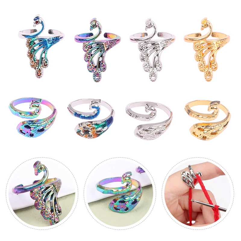 

Регулируемая напервая пряжа для пальцев направляющие для вязания Кольца Регулируемая петля для вязания крючком аксессуары для вязания вязанное кольцо