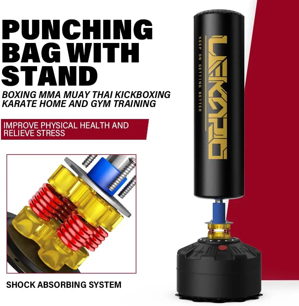 Punching Bag 70" with Boxing Gloves, Heavy Boxing Bag with Stand for Adult Teens, Kickboxing for MMA Muay Thai Fitness