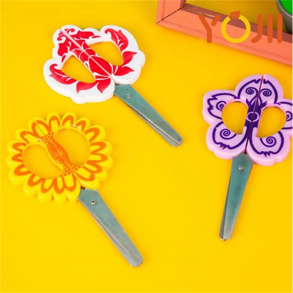 6 Inch Kids Craft Scissors Sunflower Novelty Flower Standing Flower Shear Blunt Tip Stainless Steel Student Scissors Home