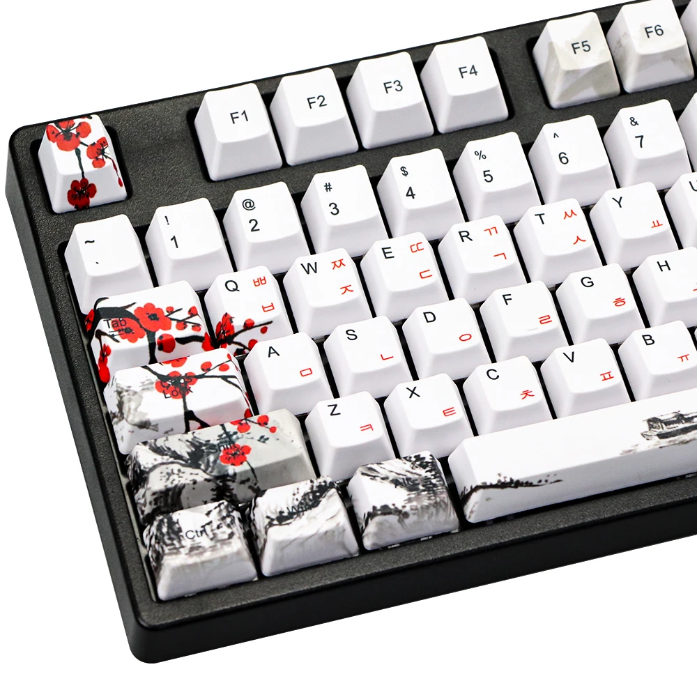 Somente Vendas Keycap Novidade Corante Sub Flor de Ameixa Oem Perfil Keycaps para 61 64 68 108 Tampas de Teclado Mecânico Russo Japonês - Imagem 6