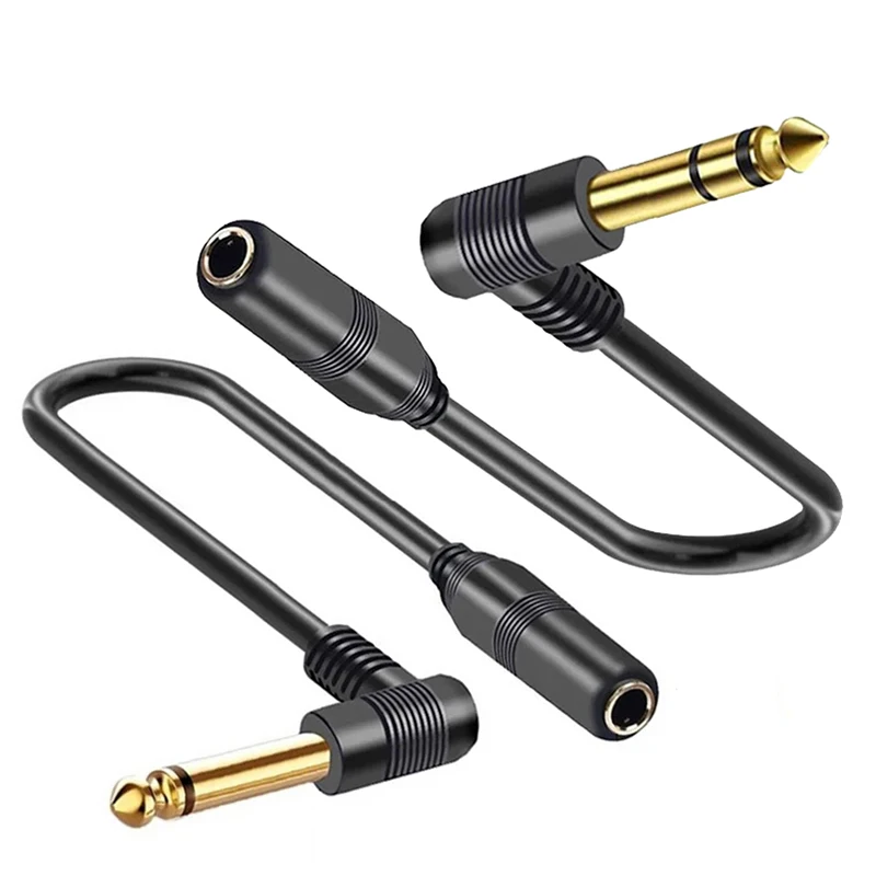 

Right Angle 90 Degree 6.35mm Male To Female Audio Extension Cord 1/4 Inch TS Mono Jack TRS Stereo Cable for Guitar Bass Mixer