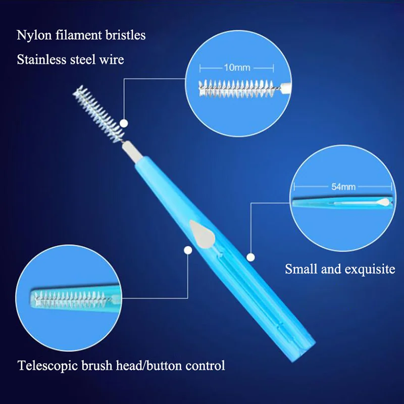10Pcs/set 0.6/0.7/0.8/1/1.2mm Interdental Brush Telescopic I-shaped Oral Interdental Brushes,Oral Hygiene Cleaning Dental Brush