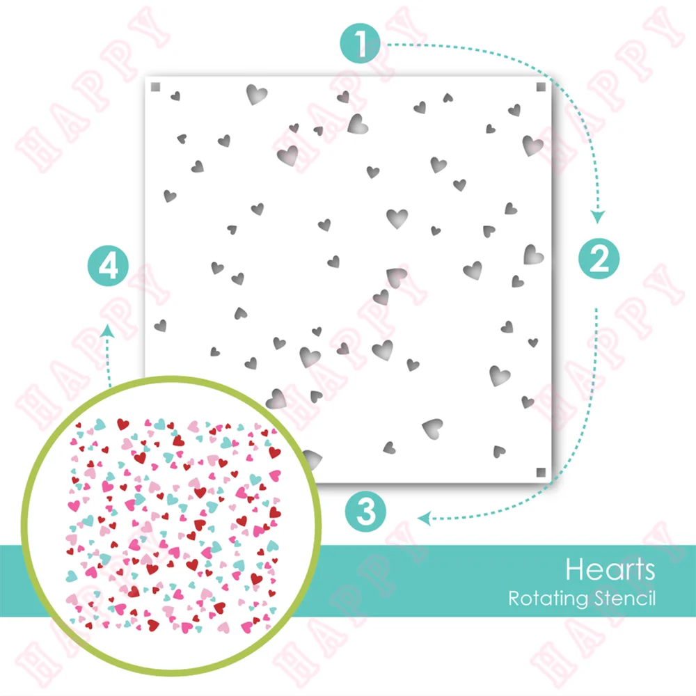 

New Rotating Hearts Stencils Diary For DIY Photo Album Paper Craft Make Greeting Card Scrapbooking Decoration Embossing Template