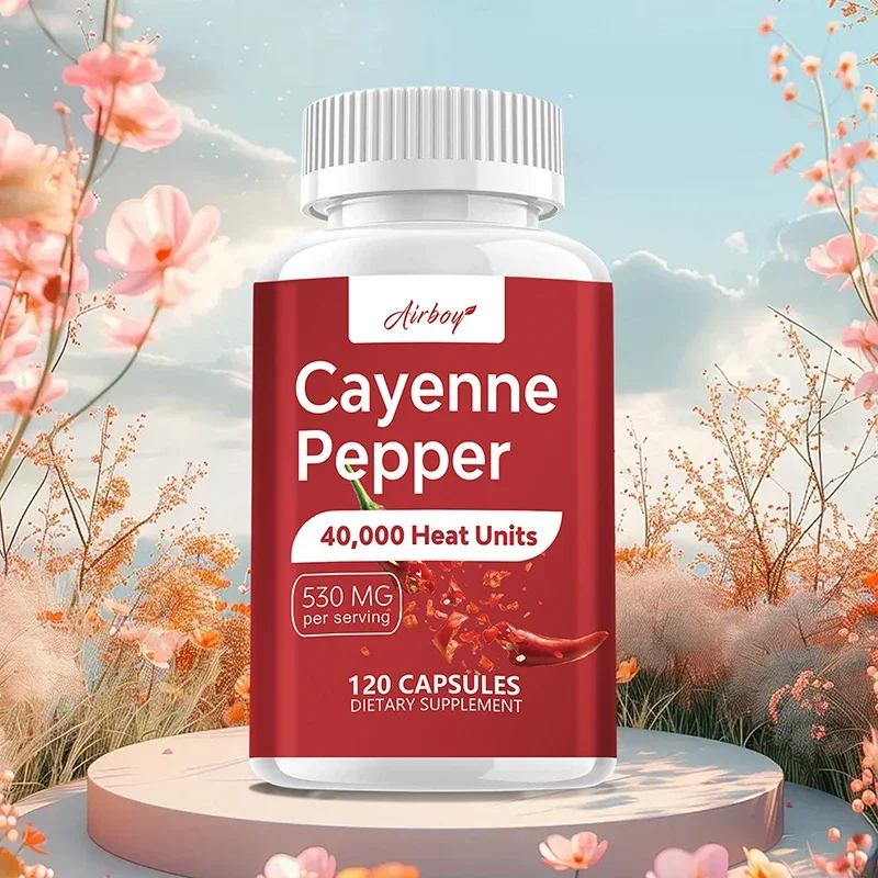 Cayenne pepper capsules aids digestion and promotes circulation supporting cardiovascular health