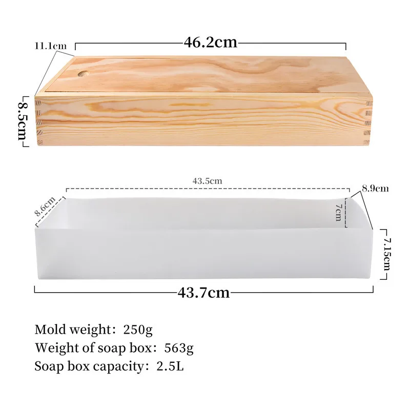 2.5/5L Square Rectangle Soap Making Mold Wooden Box Silicone Liner Handmade Loaf Cake Baking Supplies Silicone Resin Soap Mould