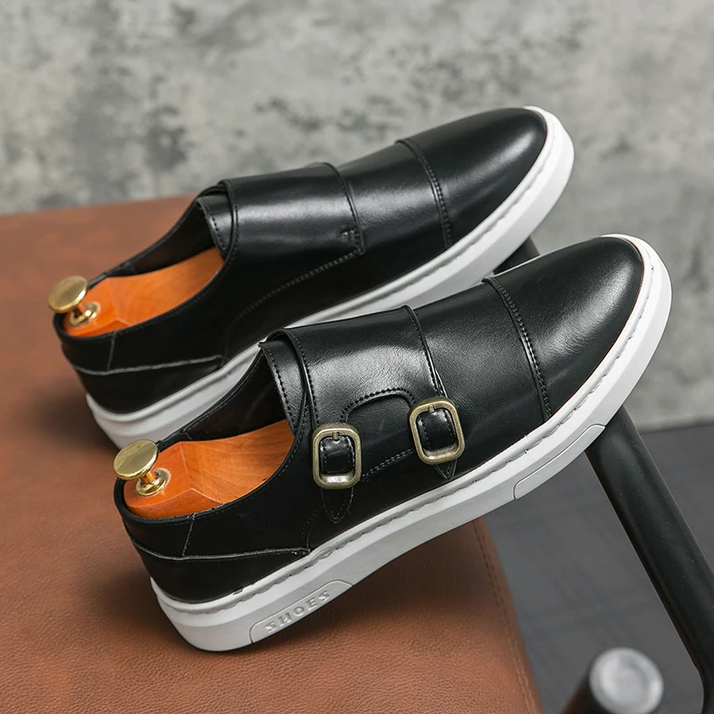 Men Casual Business Shoes Black Brown Outdoor Lightweight and Comfortable Walking Vulcanized Shoes Business British Style Men