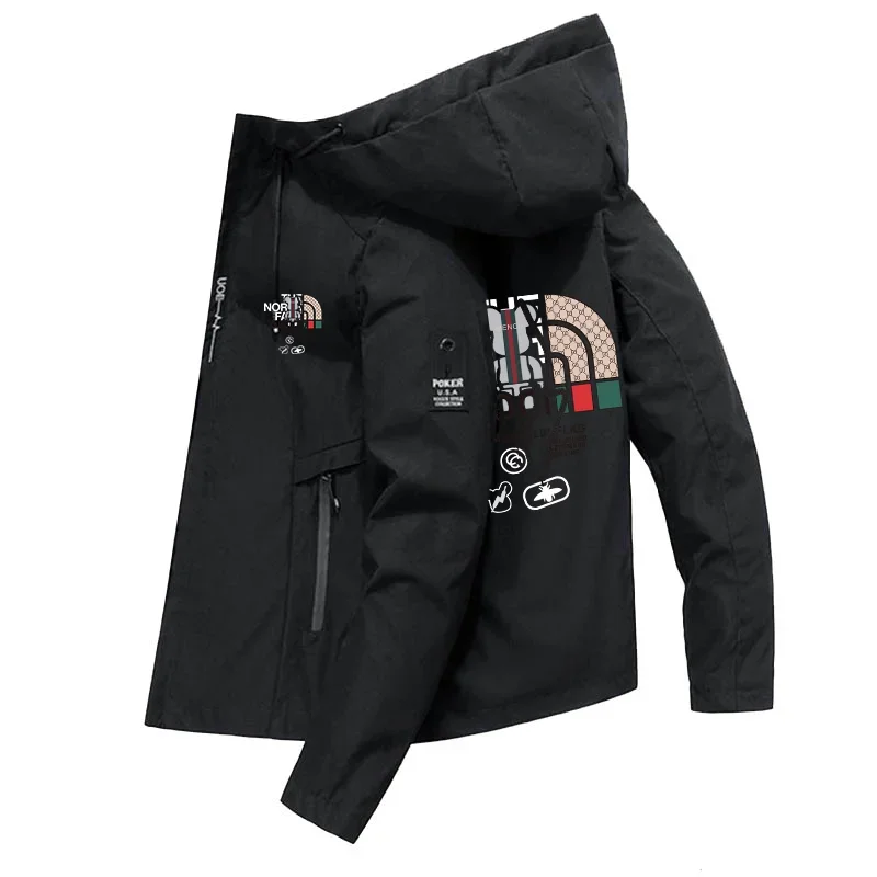 

Демисезонная пушистая куртка 2023, ветрозащитная мужская повседневная куртка, Спортивная толстовка с принтом, модная куртка для мужчин