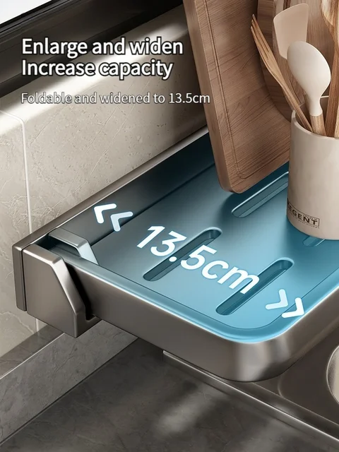 ชั้นวางของในครัว, ชั้นวางของพับได้ในครัว, ที่เก็บผ้า, ก๊อกน้ำแบบไม่เจาะรู, อ่างล้างผัก, ชั้นวางตะกร้าสำหรับเก็บของ 3