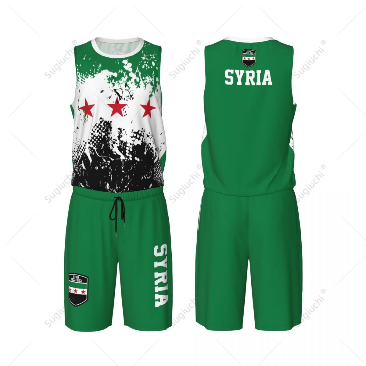 

Team-up Syria Flag 1932-1963 Grain Men Basketball Jersey Set Shirt & Pants Sleeveless Custom Name Nunber Exclusive