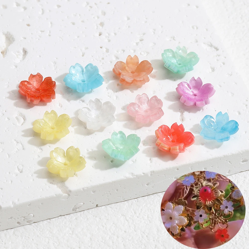 

50/20/10pcs 11mm Resin Flower Petal Beads Caps Cherry Blossoms Charms Pendants for Jewelry Making DIY Haircilp Hairpin Earrings