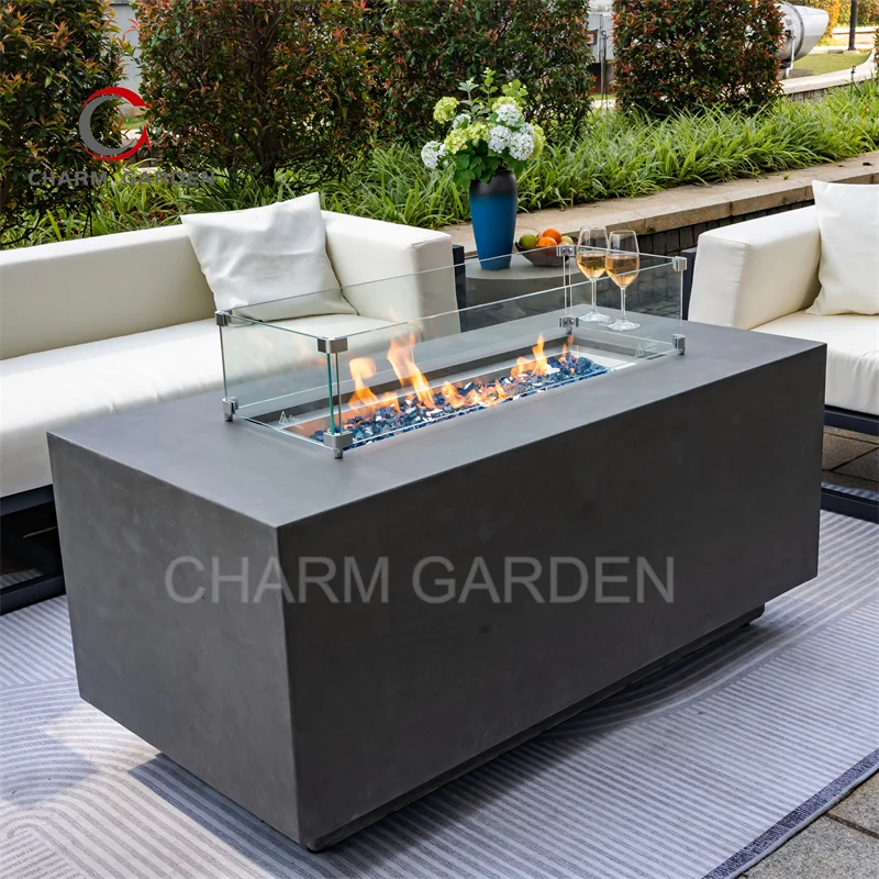 Outdoor Fireplace GAS Fire Pit Glass Fiber Reinforced Concrete Customization 20 Days LPG System Stove