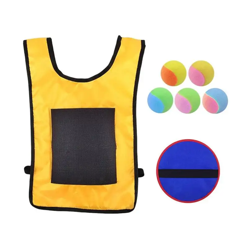 

Sticky Dodgeball Vest 1 Vest & 5 Balls Dodge Tag Game Sticky Vest Set Soft Toy Balls Fun Playground Games For Parent-Child