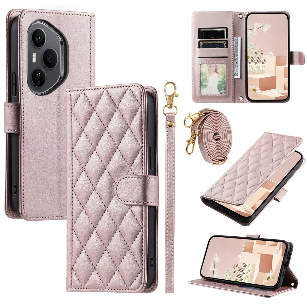 Crossbody Leather Texture Wallet Flip Case - Elegant Book Cover
