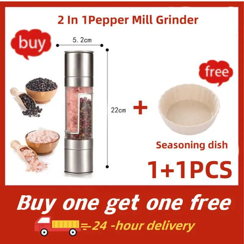 

Pepper Mill Grinder 2 In 1 Pepper Mill Manual Stainless Steel Salt Pepper Grinder Seasoning Kitchen Tools Grinding For Cooking