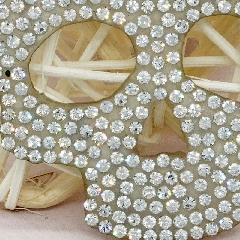 Floral Sugar Skull Iron On Hotfix Rhinestud Transfer - View #9