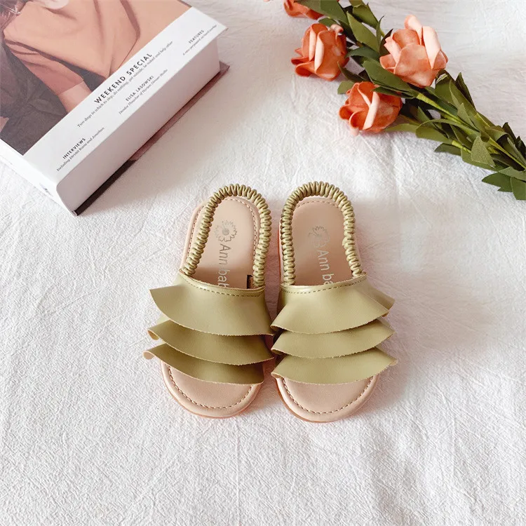 girls shoes Girls Sandals 2021 Summer New Girls Bow Princess Shoes Flat Sandals Children Soft Solid Color Fashion Non-slip Shoes leather girl in boots Children's Shoes
