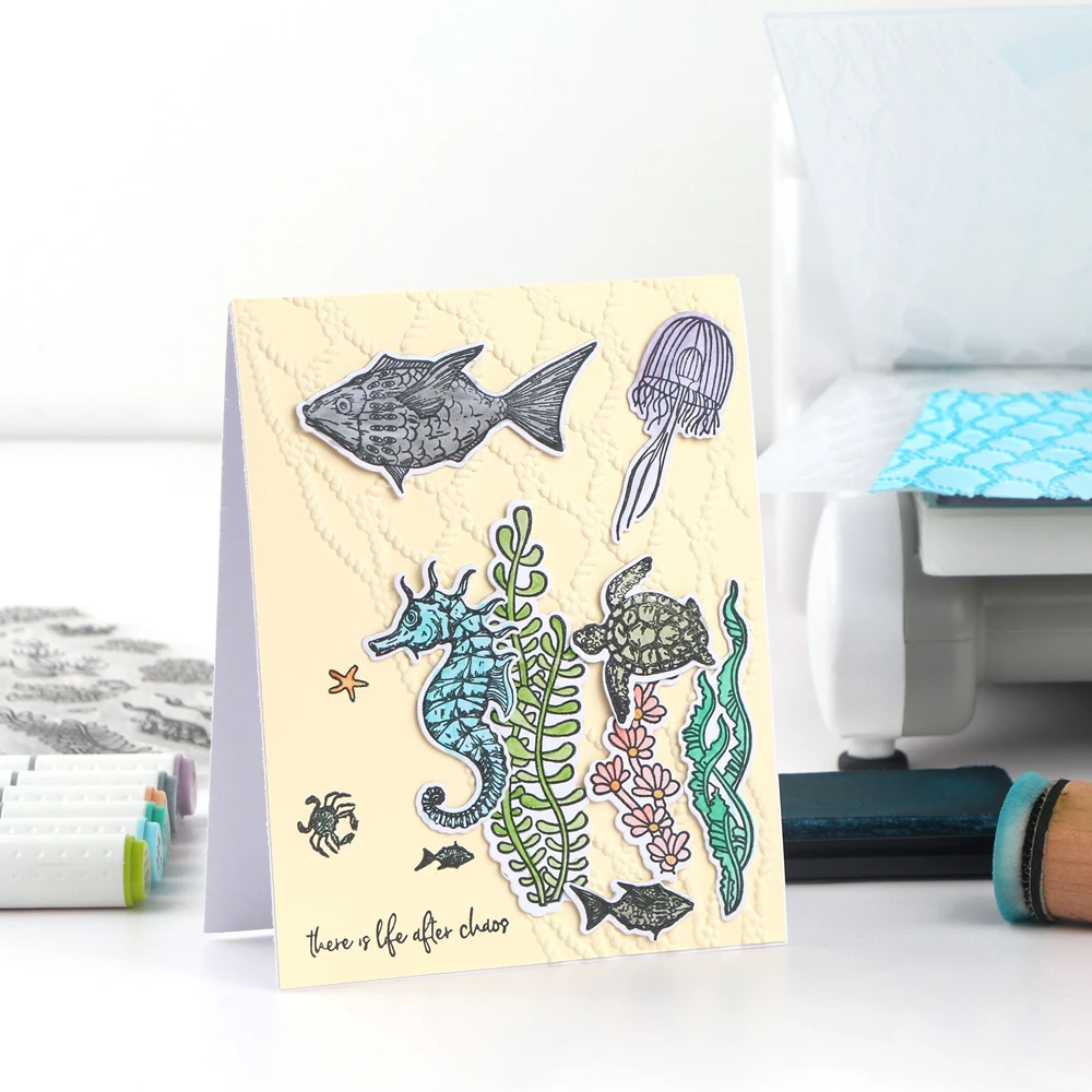 Ocean Background 3D Embossing Folder for DIY Scrapbooking Adding Texture Christmas Paper Craft Making Stencil
