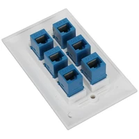 6 Ethernet Wall Plate 6 Port,Ethernet Wall Plate Female-Female Removable Compatible with Cat7/6/6E/5/5E 2