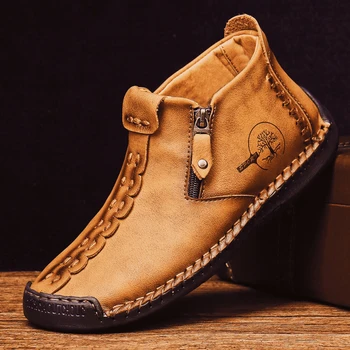 Nuovi stivali da uomo primavera autunno Scarpe antiscivolo con zip grande Stivali casual fatti a mano da esterno Scarpe comode da uomo moda Botas 1
