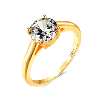 Cute Bridal Round Small Engagement Rings Classic Female White Zircon Stone Trendy Gold Color Wedding Jewelry For Women