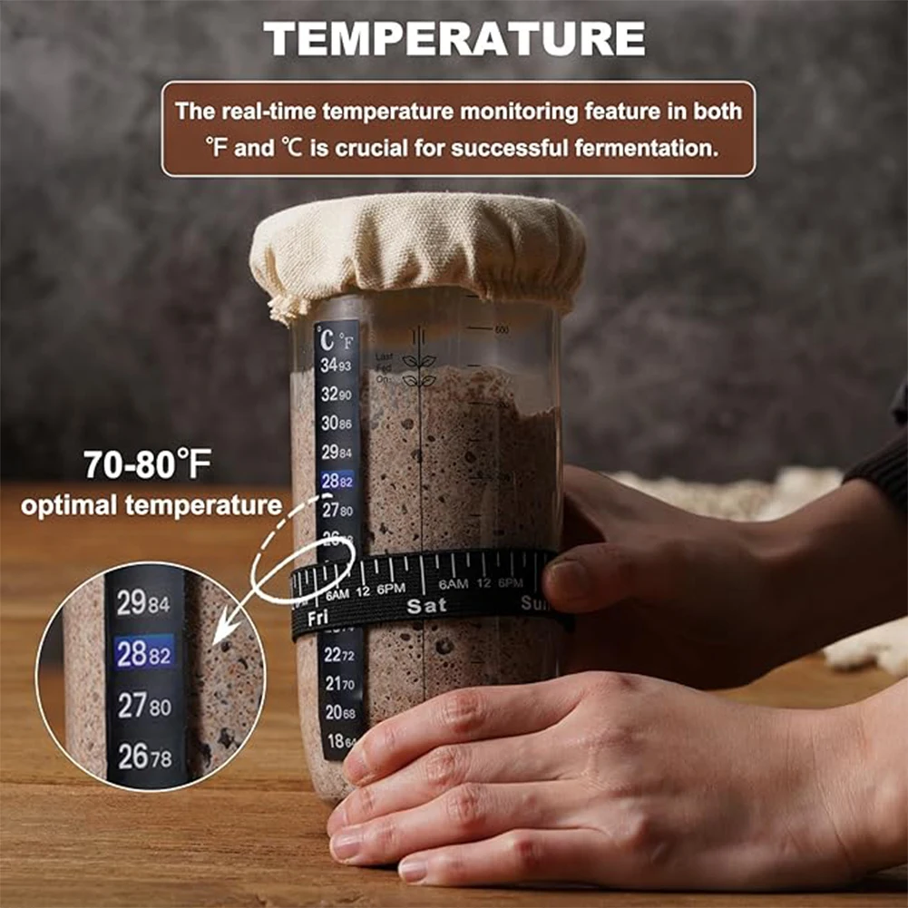

Комплект для начинающих sourтеста, тканевый чехол, подходит для банок диаметром 3-4 дюйма, ремешок для термометра, браслет для отслеживания дня кормления для домашней пекарни