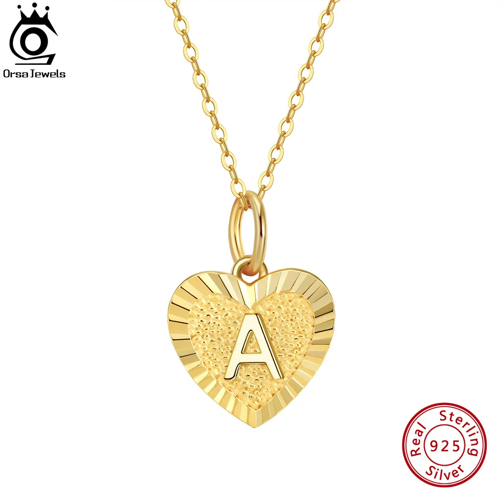 

ORSA JEWELS 14K Gold 925 Sterling Silver Letter Initial Heart Necklace for Women Handmade Dainty Pendant Jewelry Gifts SN305