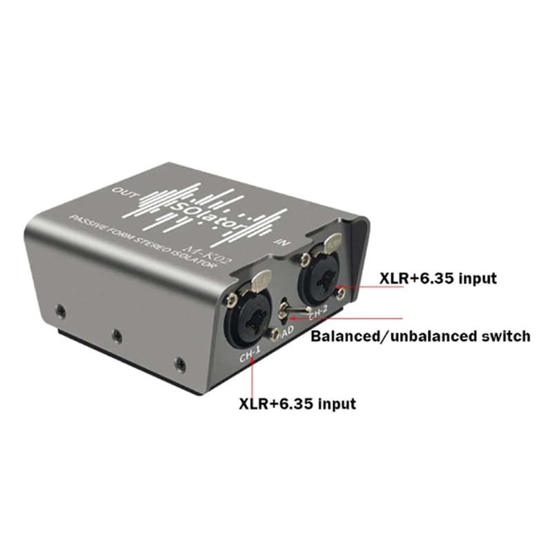 1 PCS Passive Dual 6.35Mm To XLR Audio Stereo Signal Isolator 2 In 2 Out Eliminator Box Plastic+Metal As Shown For DJ Mixer 3