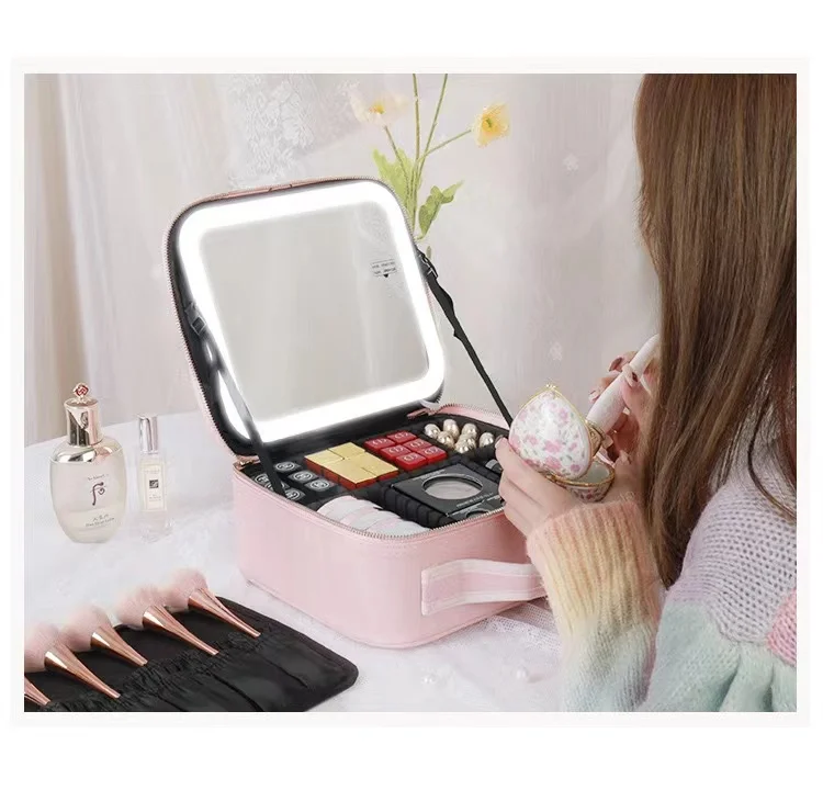 Smart LED Cosmetic Case with Mirror