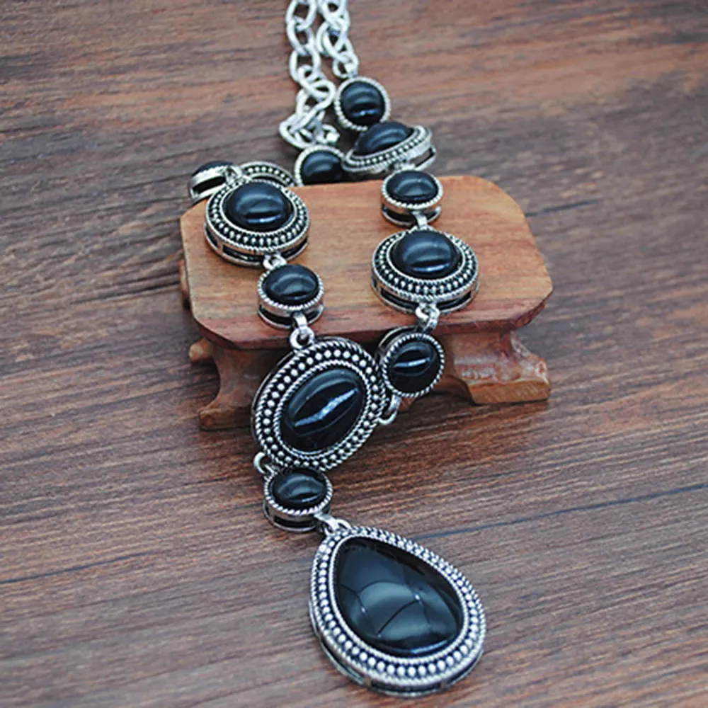 Collana con ciondolo a croce turchese placcato argento vintage