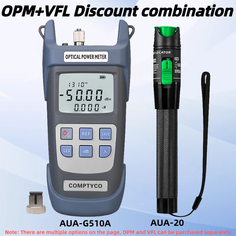 

Optical Power Meter(OPM -50 ~+26dBm)&Visual Fault Locator(20/1/10/30/50mw VFL) FTTH Fiber Optic Cable Tester Tool Kit (Optional)