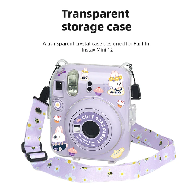 For Fujifilm Film Camera Bag Transparent Protective Case with Strap Crystal  Shell Sticker Set for Instax Mini 12 - AliExpress