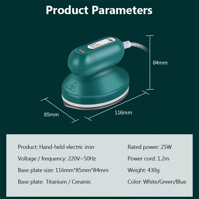 Portable Travel Clothes Electric Iron Baseplate Dry Ironing Versatile Heat Press Machine DIY Crafts Fabric Handheld Flatiron EU 2