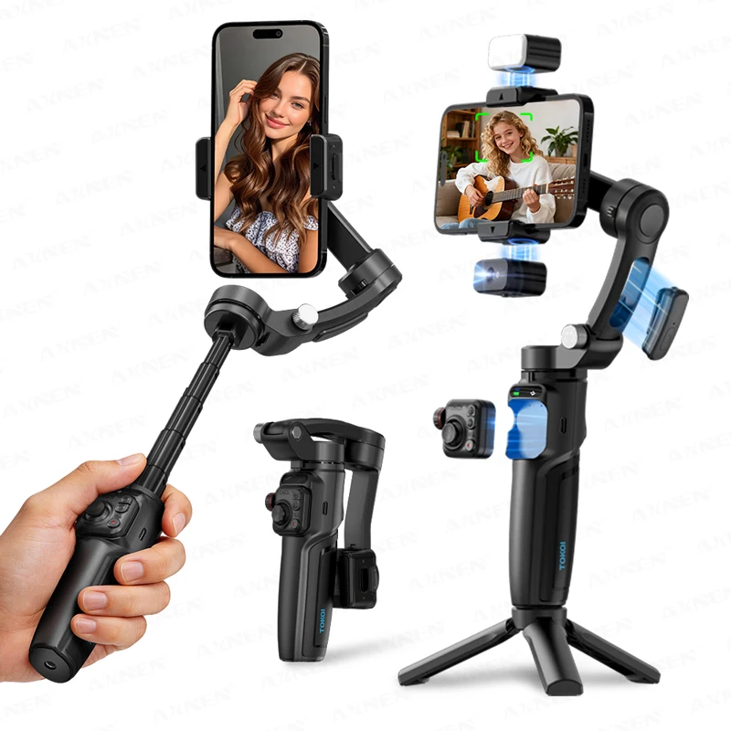 Gimbal Smartphone 3 Axes avec Micro Sans Fil et Perche Télescopique