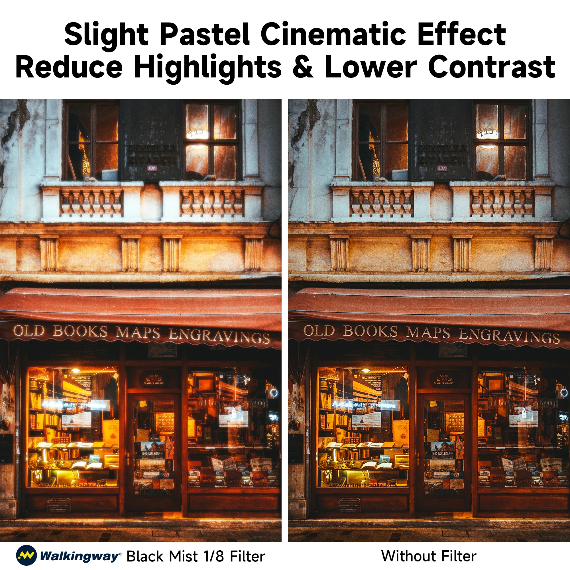 Walkingway Pro Mist Black Diffuser Filter 1/2 1/4 1/8 Cinematic Effect Filter for Vlog/Video/Portrait with 28 Multi-Layer Coated 6