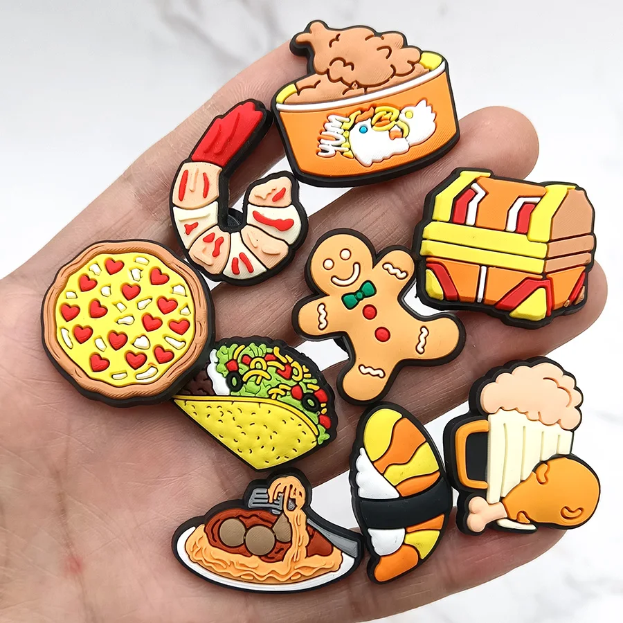 

1Pcs Simulated Food PVC Shoe Buckle Accessories Fun Pizza Pasta Sushi Shoes Upper Pins Decoration Sandal Charms Kid Party Gift