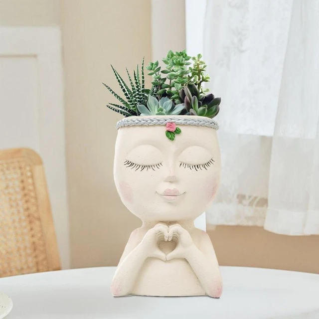 Pot de fleur de tête pour filles, pot de jardinière de tête, vase pour  plantes d'intérieur, sculpture en résine, statue de pot de plante -  AliExpress