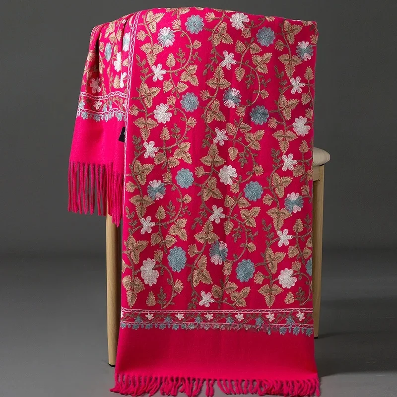 Embroidered ginkgo leaves-Rose Red